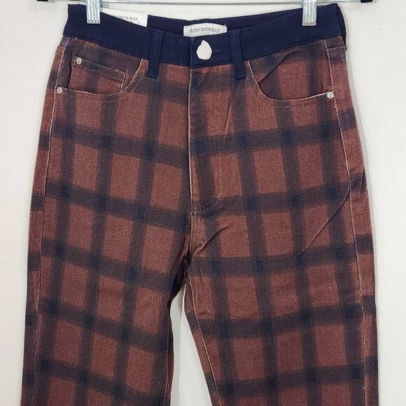 WeWoreWhat Women's Navy and Brown Plaid Jeans Size 27 NWT Icon Jeans Plaid - Picture 4 of 11